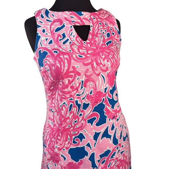 Just Taylor Size 4P Sleeveless Pink & Blue Floral Textured Shift Dress - Picture 10 of 14